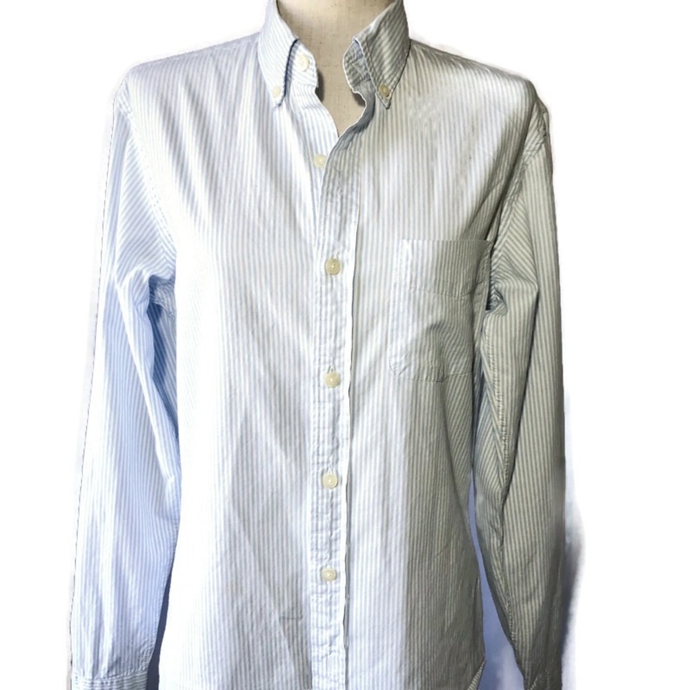 J.Crew XS blue sunwashed stripe long sleeve shirt